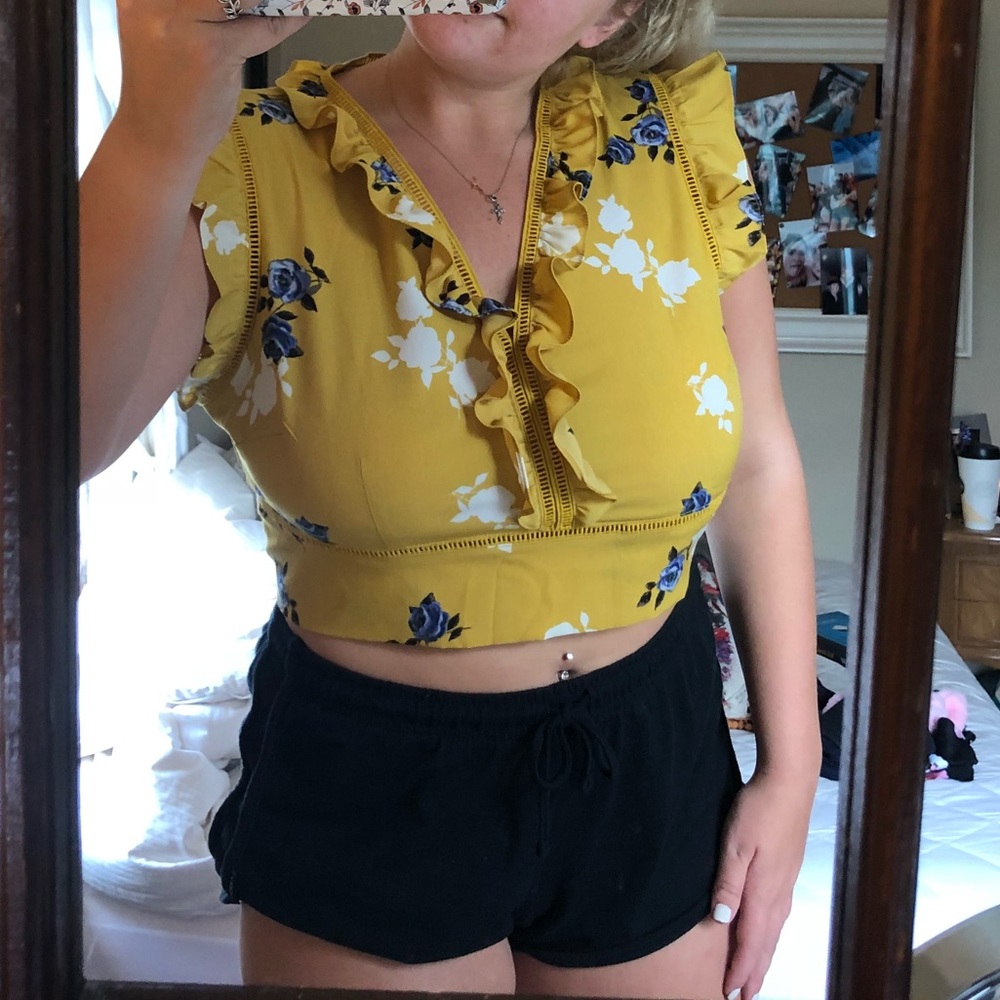 Cute crop open back top